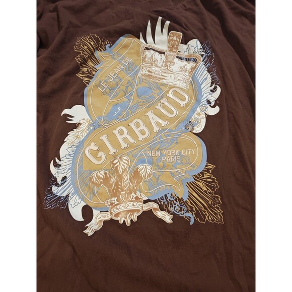 VTG Y2K Marithe Francois Girbaud 2XL Long Sleeve Brown Shirt NYC Paris Crown - Picture 3 of 9